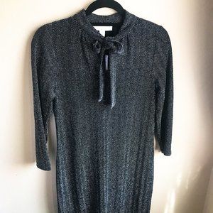 Michael Kors Silver Grey Combo Dress with Tie-Neck | Quarter Sleeve | Festive